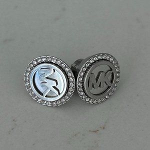 Never Worn - Michael Kors Stainless Steel Stud Earrings With Crystal Accents